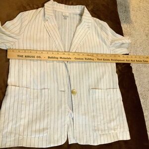 A New Day White Black M Blazer Linen Normcore Scandi Girl Office Travel